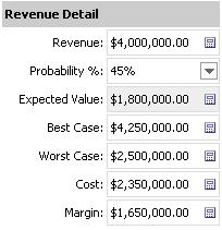 Scenario 1: Estimate Opportunity Revenues After several meetings with the account, Terry Smythe estimates revenues for the opportunity Click the More Info view tab Set best and worst case revenues