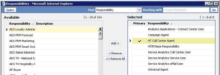 Users and Responsibilities A user is assigned to one or more responsibilities 12-12 Users and Responsibilities Responsibilities for Casey Cheng Diagram The screenshot show Casey Cheng s Employee