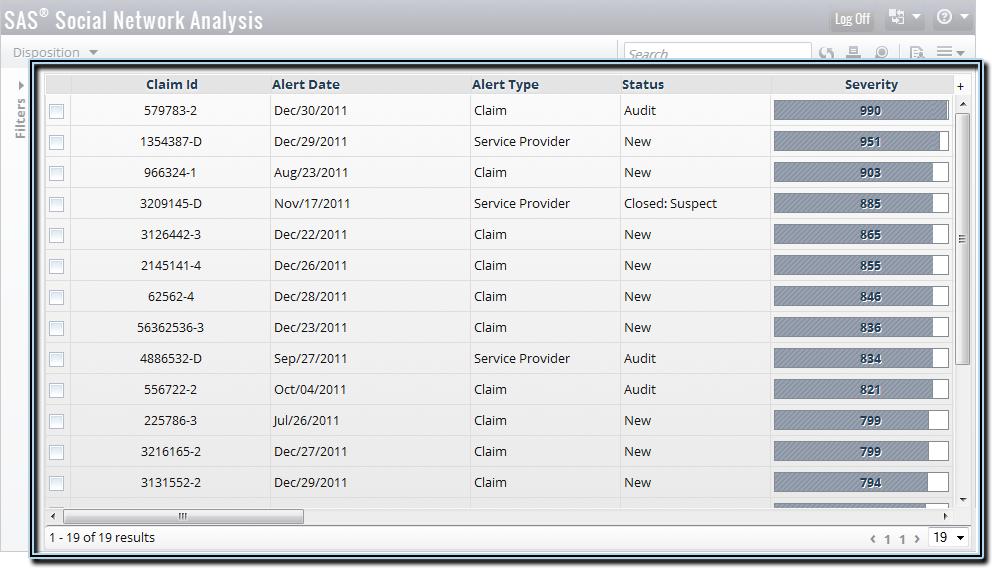 18 Chapter 2 / Investigator Interface Access and Description The rows displayed at the Alerts window (assuming that the display is not filtered) are contingent upon the setup and configuration