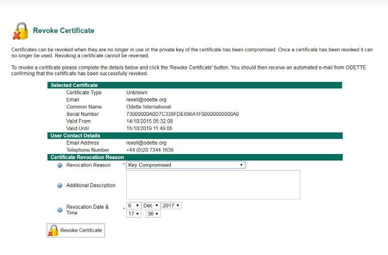 3. How to revoke a certificate If you need to revoke a certificate for any reason, select it in the list. Revoke.