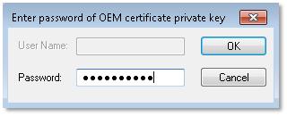 Check whether the input fields Database Template and OEM Certificate File contain (valid) entries. 8. Click on OK. ð The database is saved.