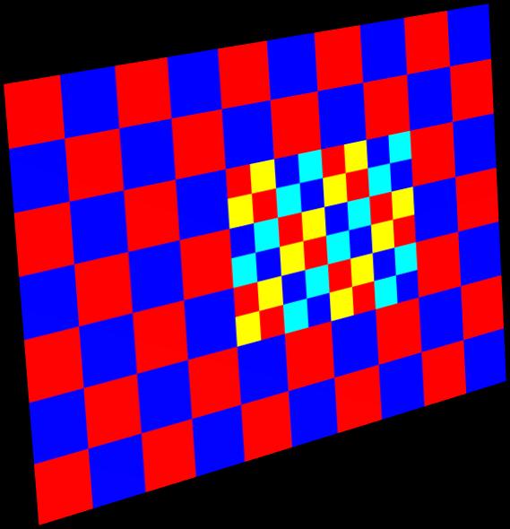 We draw conclusions and future work in section 5. Red-Blue Pattern Black-Green Pattern Embedded Pattern Figure 3: The method of generating the embedded planar checkerboard pattern.