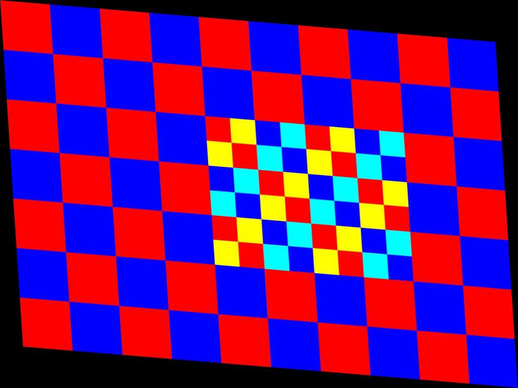VISAPP 2017 - International Conference on Computer Vision Theory and Applications Figure 4: Two different field-of-view cameras see the embedded color checkerboard pattern.