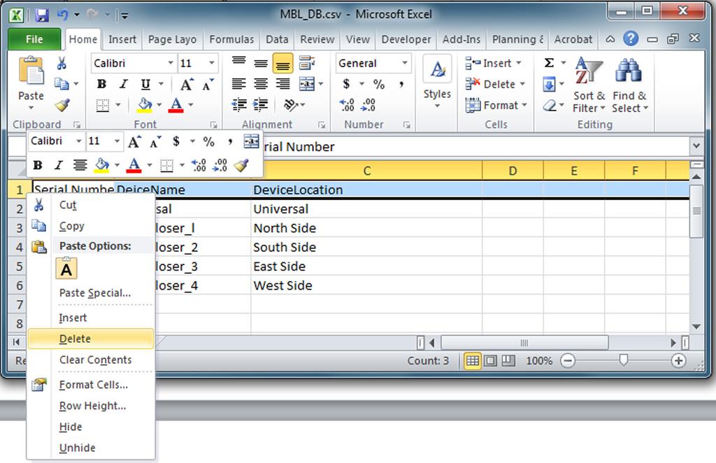 Excel File Examples Next, select Row 1, the title row, by moving the cursor over the number in the far-left column of the row and clicking on it.