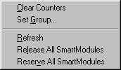 To control groups of SmartModules: Right-click anywhere within the Top Panel to open the multi-user menu that controls all SmartModules.