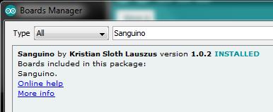 Type Sanguino in the search box.