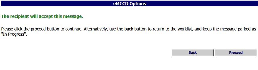 Pictured below is the Referral Options window displayed after clicking on Send as described on the previous page: Click on Back to return