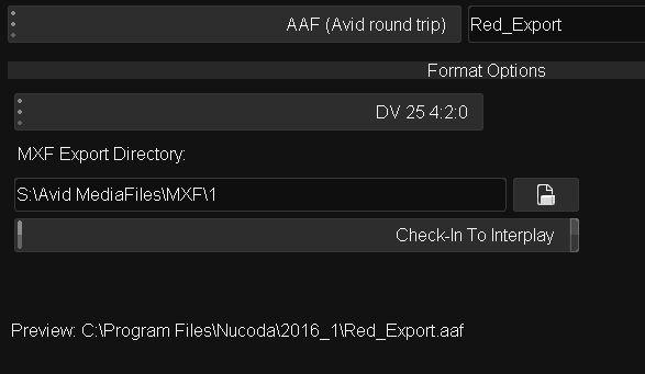 AAF export dialog options: Export as part of a AAF Roundtrip workflow ( only available if an AAF was imported to create the composition) The name and destination entered in the main file output area