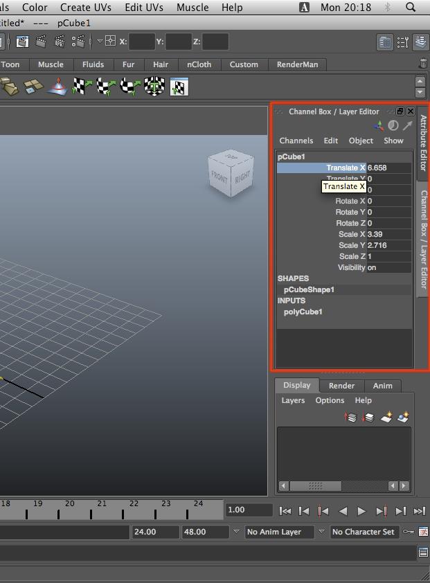Polygon Models: Channel Box Editor To the right of the screen: The Channel Box/Layer Editor will appear Let s you know you have