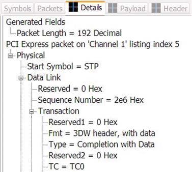 Details tab shows hierarchy of physical datalink and transaction layers.