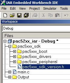 Add the pac5xxx_sdk_version.h file to the pac5xxx_sdk group. 4.