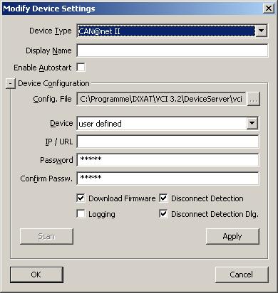 Windows 2000 Figure 4.3-2: VCI3 Device Server Modify Device Settings (3) Select the Device Type "CAN@net II". (4) Now enter a name for the new device.