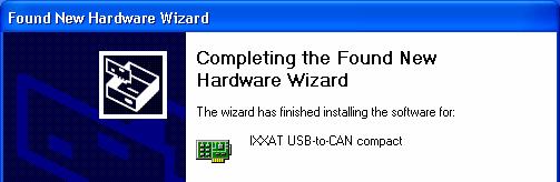 Windows XP Figure 5.1-2: Driver found Finish the installation by clicking on the "Finish" button.