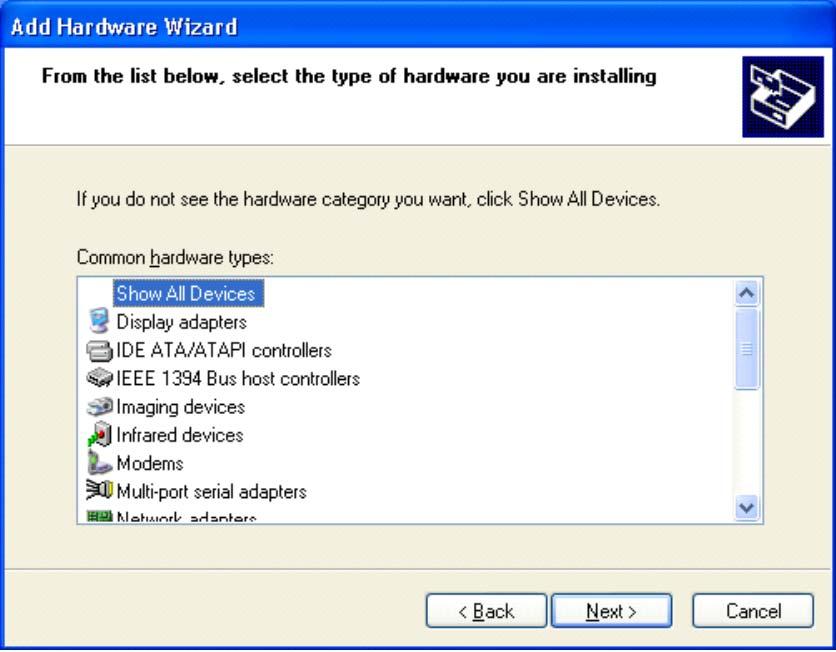 Windows XP (6) The Hardware Wizard asks whether hardware should be searched for. This is not the case. Continue with the "Next"-button. Figure 5.