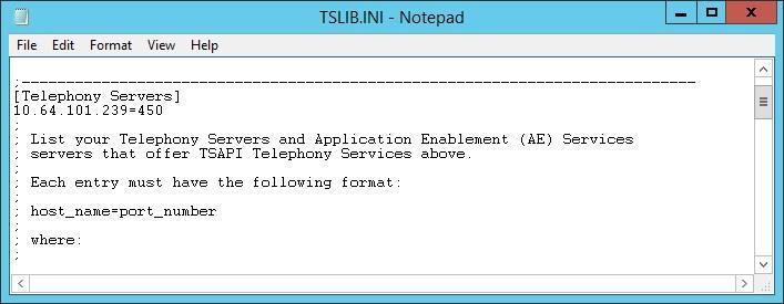 directory to edit the TSLIB.INI file shown below.