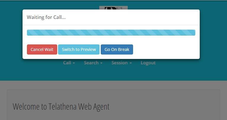The Waiting for Call screen is displayed next, showing the agent being available for inbound calls.
