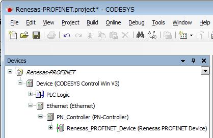 You can see that "Renesas_PROFINET_Device" has been added under