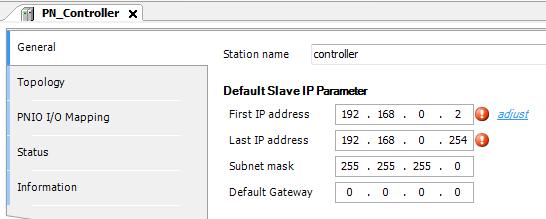 (3) PN-Controller Double-click on "PN-Controller (PN-Controller)" in the "Device" tree to open the configuration window. Select the "General" tab in the window.