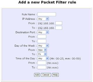 Step 4: Click on the Add button and you will be able to define the details of your Packet Filter