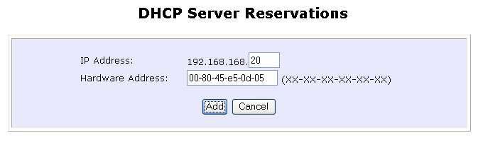 Step 3: Fill in: The host portion of the IP Address to be reserved.