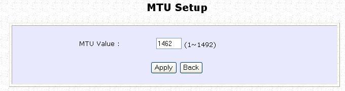 Click the MTU Button in Advanced WAN Options.