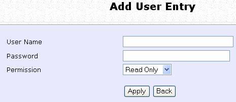 In Add User Entry Page, enter the User