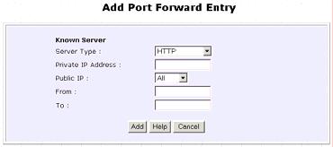 Step 3: In the Add Port Forward Entry page,
