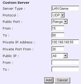 Server type by selecting from a drop-down