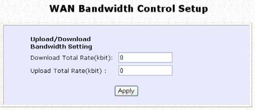 Configure WAN Bandwidth Control The Upload / Download Bandwidth Setting can limit throughput to the defined rates regardless of the number of connections.