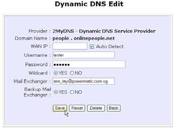 The new domain is added to the Dynamic DNS list table.