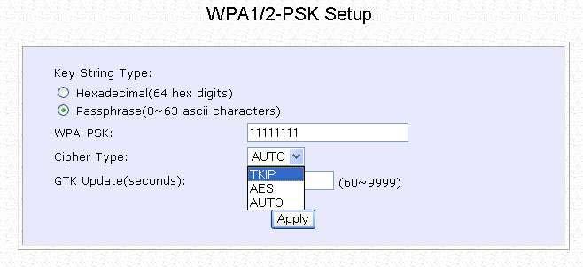 Setup WPA-Personal (Available in Access Point mode) Follow these steps if you have activated the WPA-Personal, WPA2- Personal or WPA-Personal-AUTO security modes.