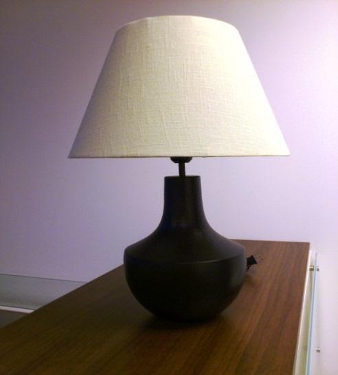 # 39 020060701000002 Lamp, table Black stand with white shade $500 # 40