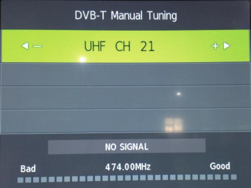 Antenna DVB-T Mannual Tuning 1.Select DVB-T Mannual Tuning,press the button to confirm.