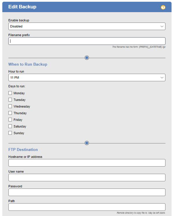 Leostream Connection Broker Administrator s Guide To schedule automatic remote backups: 1. Select Enabled from the Enable backup drop-down menu.