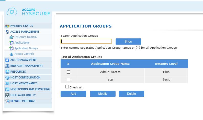 CREATE AN APPLICATION Under ACCESS MANAGEMENT section, go to Application page to create an application.