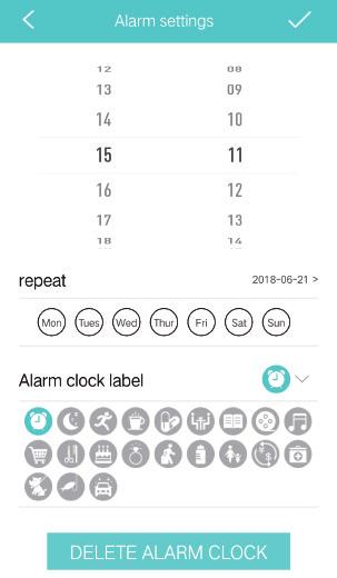 5. Alarm Clock and Events Reminder Multiple events reminders can be set through APP Setting > My device (H-Band)> Alarm setting.