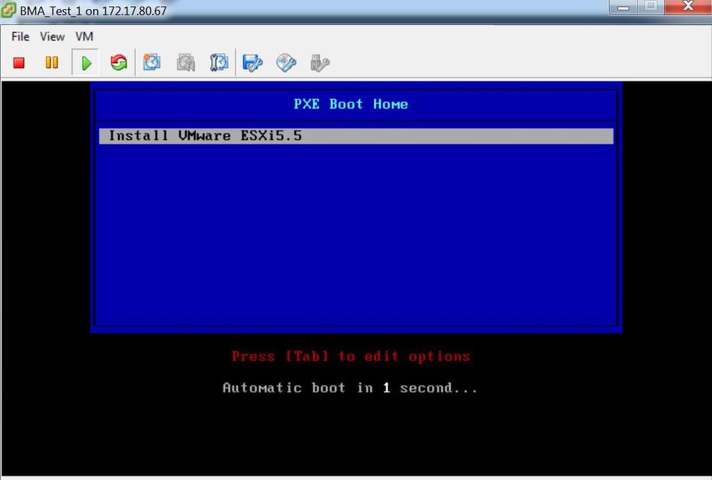 Watch the Console to see if the VM Boots from the ISO. As you can see below the VM is booting from ESXi 5.5 ISO. This verifies everything is working as expected. We are done with the testing.