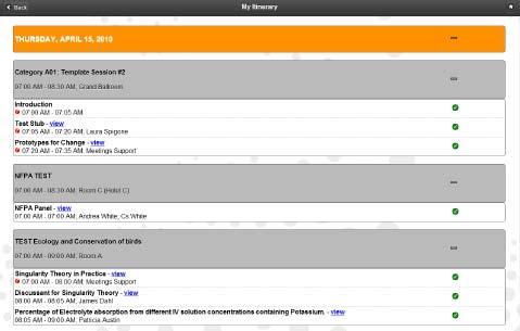 Select the button beside the sessions/ presentations you wish to add to your Itinerary.