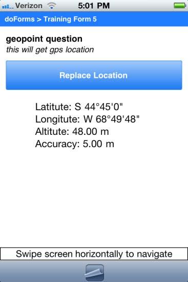 Tap Ok when you are satisfied with the location accuracy. The location data will be saved as latitude and longitude coordinates.