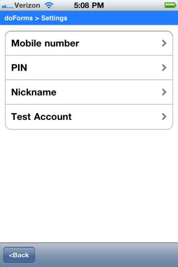 Testing account configuration The doforms application on your IPhone device will contact the doforms server to validate your settings.