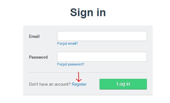 New Users Click the Register link to create an account: The primary account