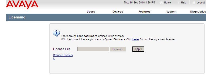 4.3. Check license on SIP server This section describes the steps on how to check the license, which should be applied to the SCS
