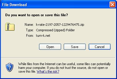 Step 4: Save k-rate script on your computer A window similar to this