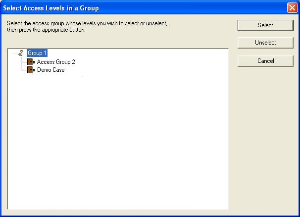 3: Cardholders Folder combinations that define the access level. For example: 7. Click on an access level in the Access levels display to select it.