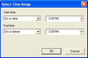Visitor Management User Guide Select Time Range Window This window is only displayed when the Visit form in the Visits folder is in Search mode. In Search mode, click the [.