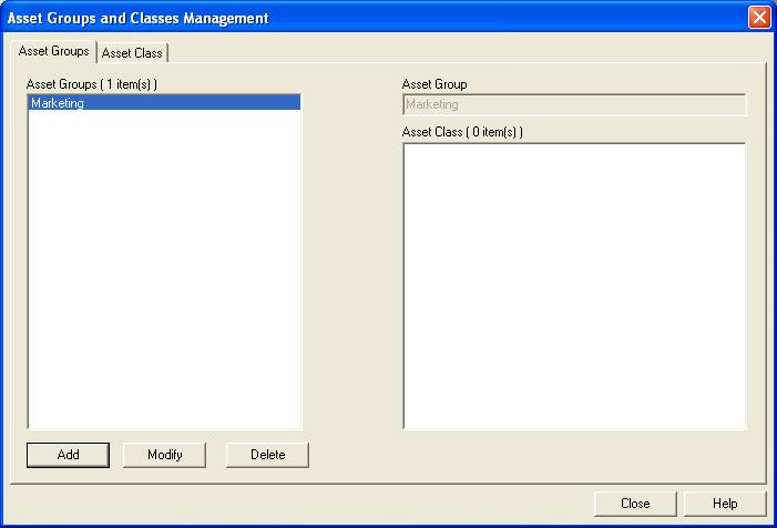 Alarm Monitoring User Guide Add Asset Groups and Classes 1. Select Asset Info from the View menu. The Assets folder opens. 2. Select Asset Groups and Classes from the Asset menu.