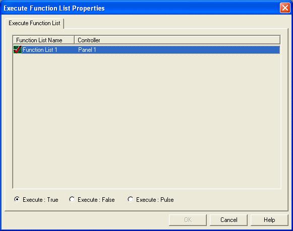 A: Actions Execute Function List Properties Window You can display the Execute Function List Properties window using the Action Group Library, Scheduler, Guard Tour, Acknowledgment Actions, or Global