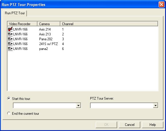 A: Actions Run PTZ Tour Properties Window The Run PTZ Tour action type allows the user to start or end a continuous background PTZ tour.