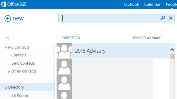 Finding other SharePoint Contacts 1. In Office 365, click on the People link on the top menu bar. 2.