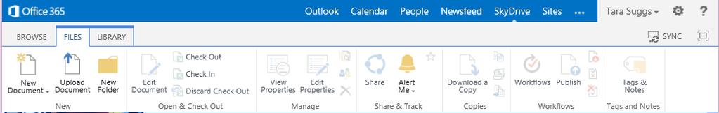 Uploading Documents in Office 365 Web Portal 1. On the OneDrive page, click on Files then on Upload Document. 2.